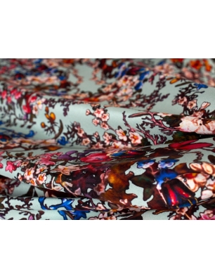 Tkanina jedwabna - Fiori - w stylu Carolina Herrera - kolory