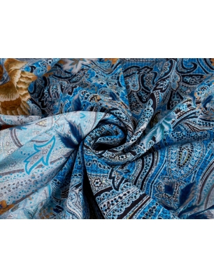 Tkanina jedwabna - Blue etno - raport