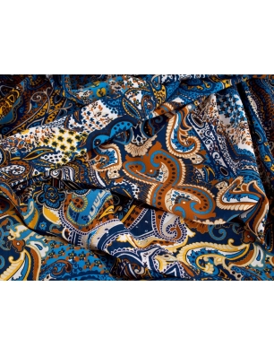 Tkanina jedwabna - Denim etno - w stylu Etro - raport