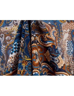 Tkanina jedwabna - Denim etno - w stylu Etro - raport