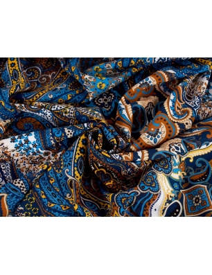 Tkanina jedwabna - Denim etno - w stylu Etro - raport