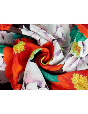 Seidenstoff signiert - Bianco Rosso