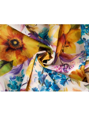 Tkanina jedwabna - Malowane kwiaty