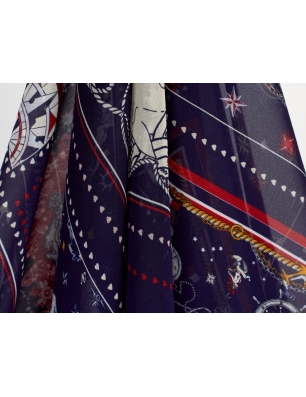 Tkanina jedwabna - Storie di mare - w stylu Tommy Hilfiger