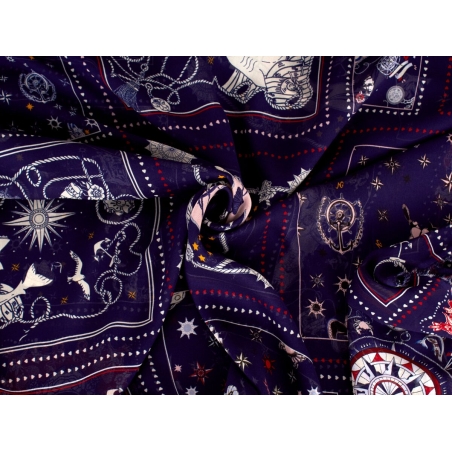 Tkanina jedwabna - Storie di mare - w stylu Tommy Hilfiger