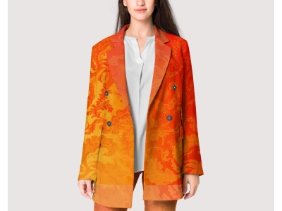 Σατέν υφασμένο με σχέδιο Gucci - φλογερός παπάγια