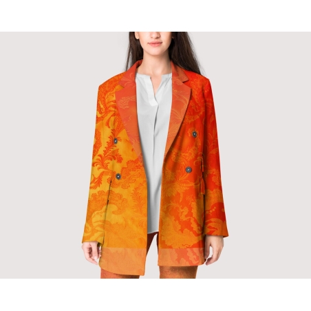 Mătase semnată jacquard în stil Gucci - papaya aprinsă