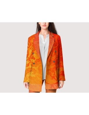 Tkanina jedwabna żakardowy w stylu Gucci - ognista papaya