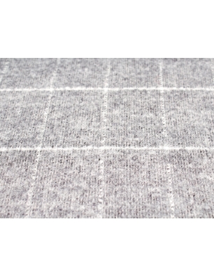 Wool flannel fabric - gray delicate checkered pattern