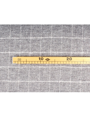 Wool flannel fabric - gray delicate checkered pattern