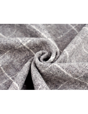 Wool flannel fabric - gray delicate checkered pattern
