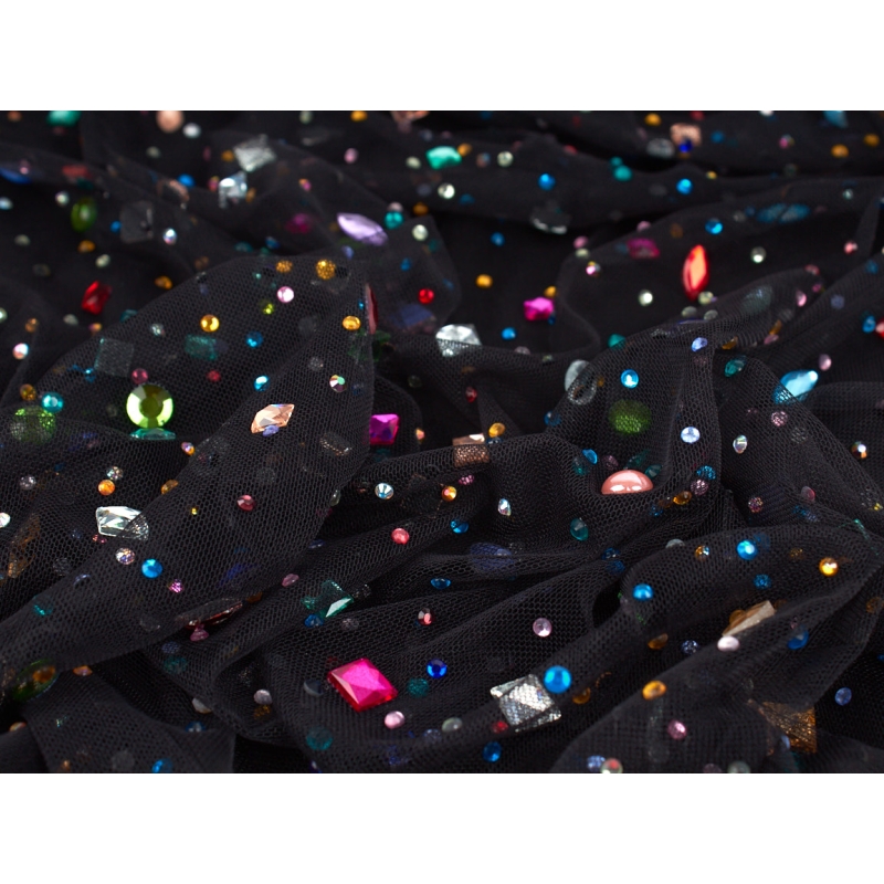Tulle with colorful crystals