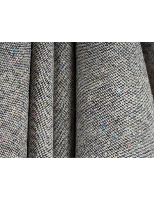 Wollstoff mit Seide - grauer Tweed im McQueen-Stil