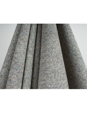 Wollstoff mit Seide - grauer Tweed im McQueen-Stil