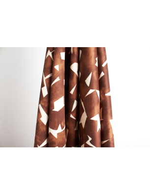 Viscose fabric with a subtle sheen in a geometric pattern.