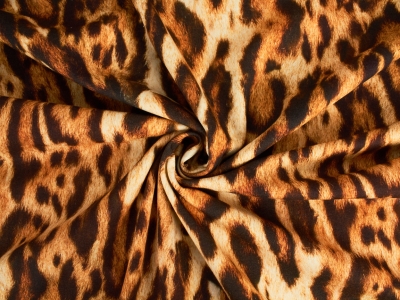 Leopard-print cotton knit fabric.