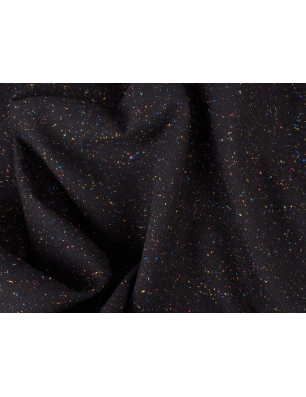 Wool suiting fabric with silk - black tweed in the McQueen style
