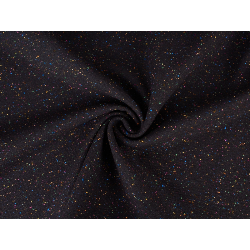 Tecido para fato de lã com seda - tweed preto no estilo McQueena
