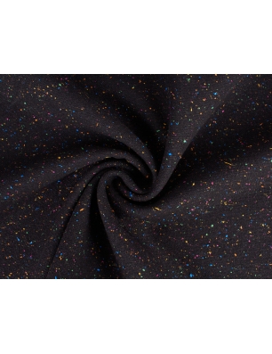 Tecido para fato de lã com seda - tweed preto no estilo McQueena
