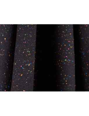 Wool suiting fabric with silk - black tweed in the McQueen style