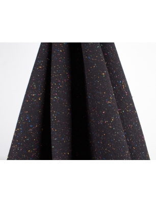 Tecido para fato de lã com seda - tweed preto no estilo McQueena