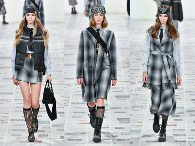 Wool fabric - gradient check in Dior style - report