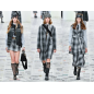 Wollstoff - gradientiertes Karomuster im Dior-Stil - Rapport