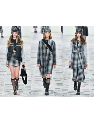 Tessuto di lana - quadri gradienti in stile Dior - rapporto