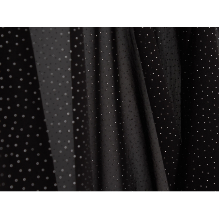 Zwarte chiffon met zilveren stras-steentjes