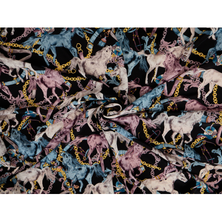Maulbeer-Seide – Muster im Hermes-Stil – Pferde im Galopp