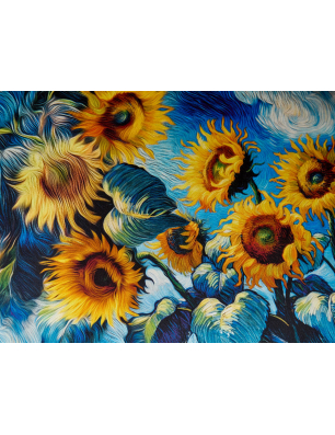 Sarga de seda con elastano con estampado floral de girasoles