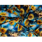 Zīda satīns ar elastānu - Vinsenta van Goga saulespuķes