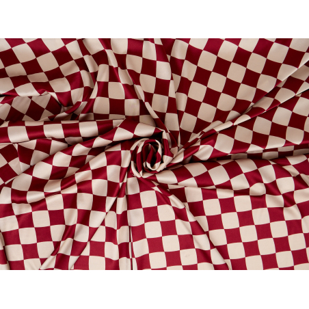 Silkestof med elastan i bordeaux print