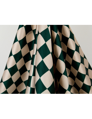 Silkesatintyg med elastan i grön mönsterdesign i Gucci-stil