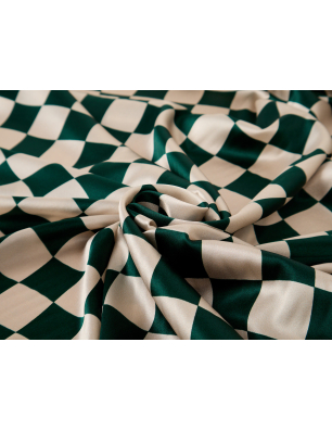 Silkesatintyg med elastan i grön mönsterdesign i Gucci-stil