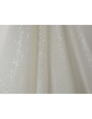 Lentejuelas blancas sobre tul - Mayorista de Tejidos Bemax