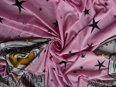 Jersey de algodón por metros rosa claro con patrón - Mayorista de Telas Bemax