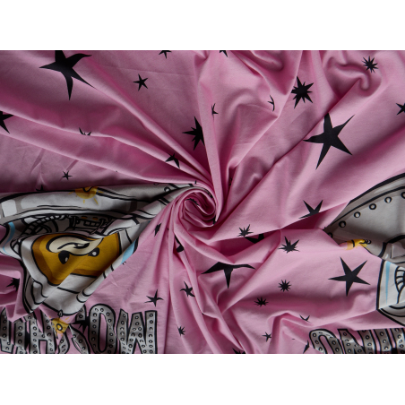 Jersey de coton au mètre rose clair avec motif - Grossiste en tissus Bemax
