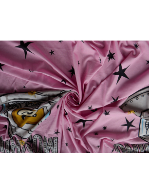 Jersey de coton au mètre rose clair avec motif - Grossiste en tissus Bemax
