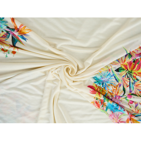 Jersey din viscoză fină, cu model floral - Depozit de textile Bemax