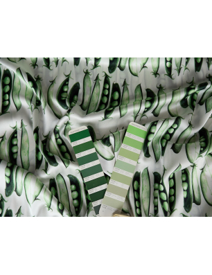 Silk satin with elastane in green peas - Bemax Fabric Wholesale