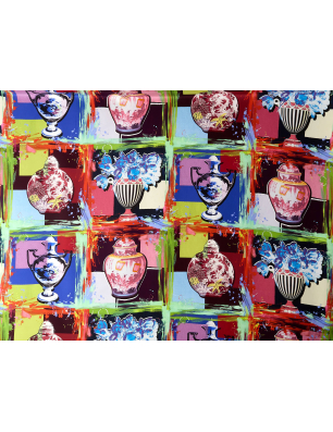 Silk for a summer dress with a colorful pattern - Fabric Wholesale Bemax