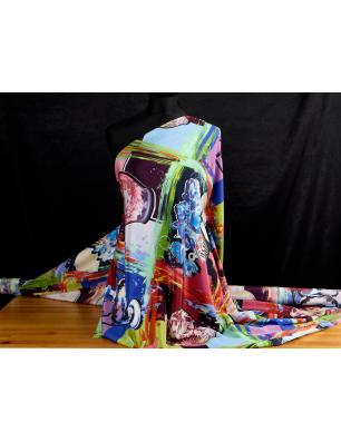 Seda para un vestido de verano con estampado de colores - Mayorista de Tejidos Bemax