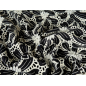 Algodão bordado com padrão floral vazado — preto com ecru.