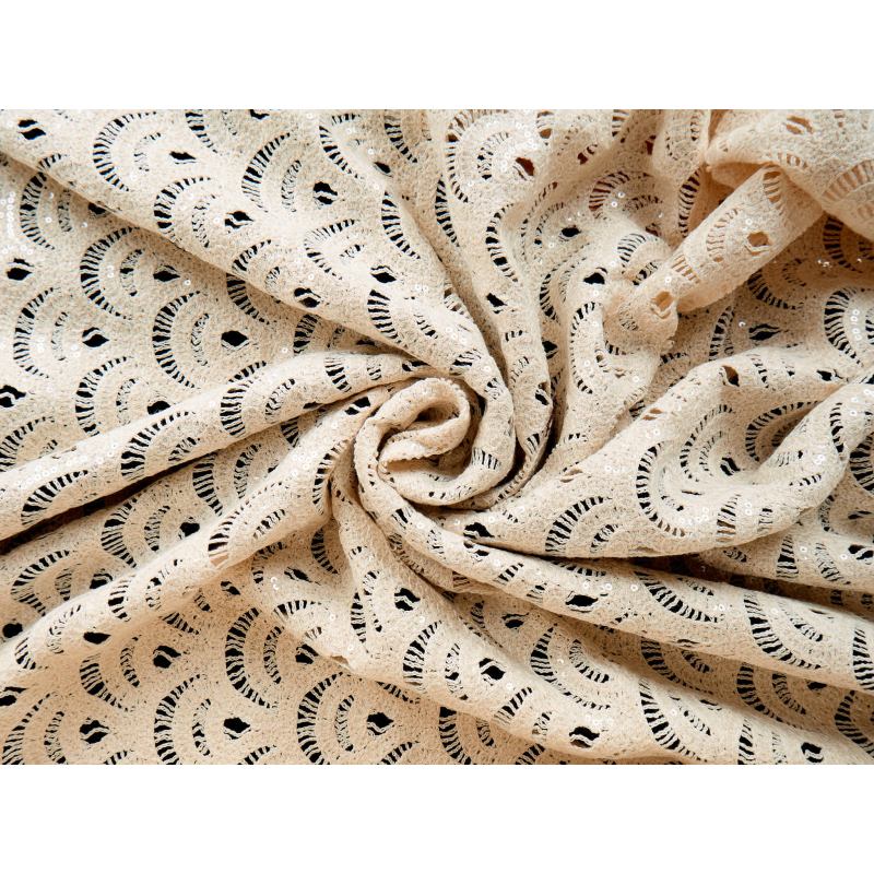 Cotton lace crocheted - openwork teardrops - natural light beige