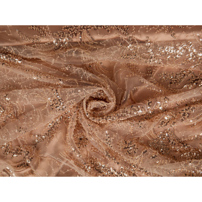 Renda para vestido de noite - bordado delicado com contas