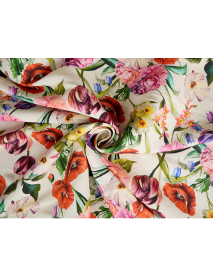 Fabric length by the meter with viscose in flowers - Bemax Fabrics Wholesale