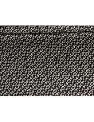 Viscose fabric with a delicate sheen — chain-like pattern on a black background
