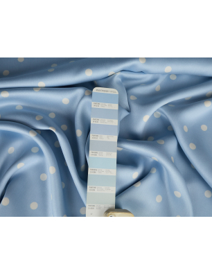 Viscose fabric with a delicate sheen - polka dots on blue