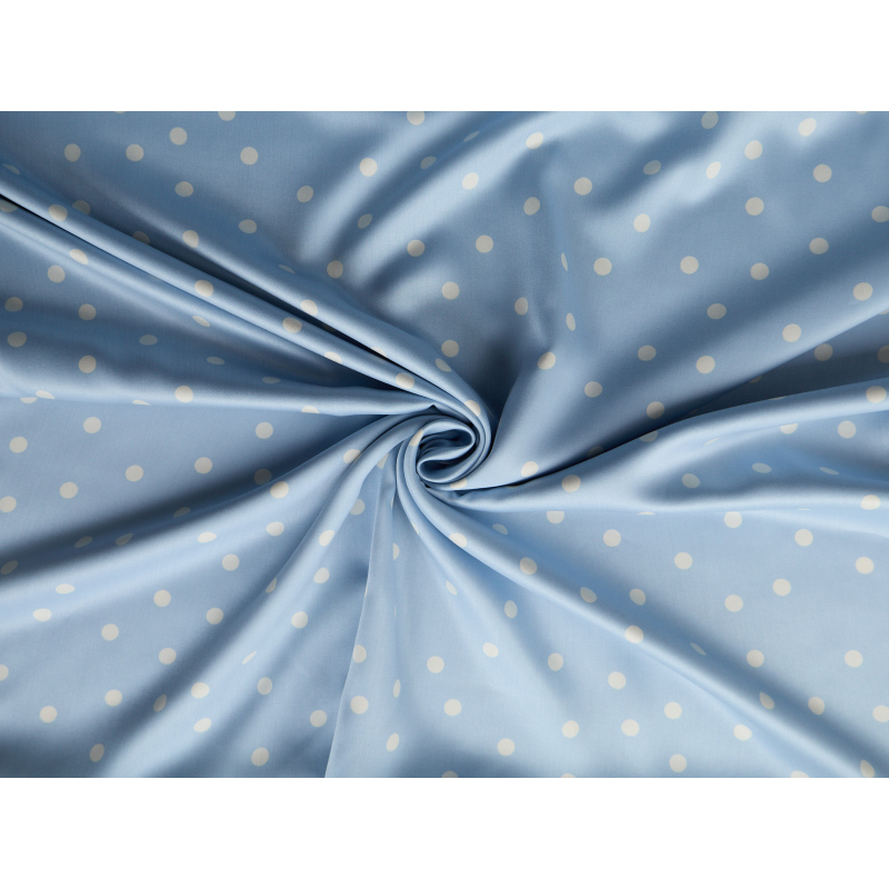 Viscose fabric with a delicate sheen - polka dots on blue